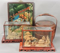 Lot 251A - Two wood carvings of Chinese landscapes