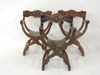 Lot 392 - Three reproduction X-framed armchairs