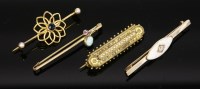 Lot 196 - A 15ct gold split pearl Etruscan Revival brooch