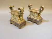 Lot 132 - A pair of Victorian brass andirons