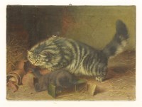 Lot 241 - Horatio Henry Couldery (1832-1918)
A TABBY CAT AND A BLACK KITTEN
Signed with monogram l.r.