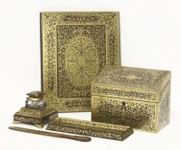 Lot 131 - A boulle five-piece desk set