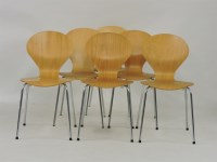 Lot 475 - A set of six Phoenix plywood and chrome single chairs