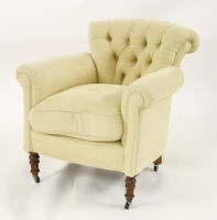 Lot 686 - A Victorian oak roll top open armchair