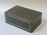 Lot 186 - A Victorian ebonised brass and mother of pearl inlaid sewing box