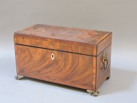 Lot 492 - A George III mahogany boxwood and ebony strung tea caddy