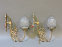 Lot 468 - A pair of brass wall mounted gas lamps