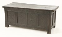 Lot 578 - A 17th century oak four panel coffer