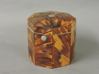 Lot 190 - A tortoiseshell octagonal tea caddy