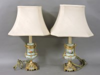 Lot 488 - A pair of Paris porcelain and gilt bronze mounted table lights