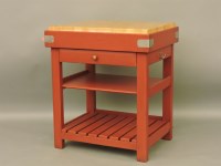 Lot 621 - A Grange red painted butcher's block