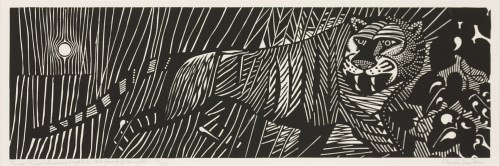 Lot 1 - Edward Bawden RA (1903-1989)
'TYGER! TYGER! BURNING BRIGHT IN THE FORESTS OF THE NIGHT...'
Linocut