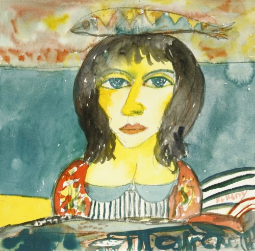 Lot 19 - John Bellany RA (1942-2013)
WOMAN WITH FISH	
Signed l.r.