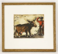 Lot 126 - Josef Herman (1911-2000)
FARMER AND COW
Dated 28.4.76