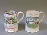 Lot 174 - Two early 19th century Sunderland lustre pearl ware 'frog' mugs