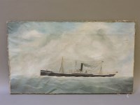 Lot 505 - English School (19th century)
STEAMSHIP 'BEECHLEY'  
Indistinctly signed oil on canvas 
60.5 x 34.5cm