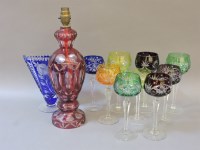 Lot 300 - A collection of flash cut hock glasses