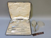 Lot 120 - A silver backed gentleman's set