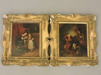 Lot 524 - AN OLD MAN WITH A HARP;
TWO GIRLS WITH A DOG
Two