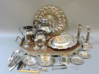 Lot 303 - A silver plated and oak tray