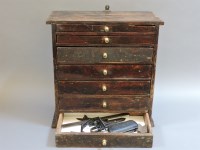 Lot 514 - An engineer's wooden tool chest and tools