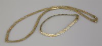 Lot 46 - A 9ct gold three colour plaited herringbone necklace and bracelet suite