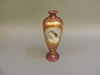 Lot 392 - A cranberry and gilt vase