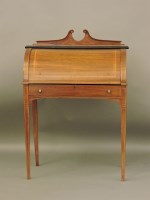 Lot 755 - An Edwardian inlaid mahogany cylinder bureau