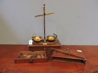 Lot 350 - A C Stevens & Sons mahogany and lacquered brass collapsible balance