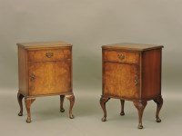 Lot 682 - A pair of Georgian style walnut bedside cabinets