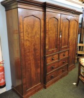 Lot 736 - A Victorian figured mahogany breakfront wardrobe