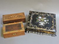 Lot 569 - A Victorian inlaid lacquer writing slope