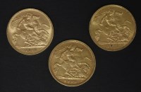Lot 115 - Three gold half sovereigns