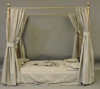 Lot 596 - A modern brass four poster bed