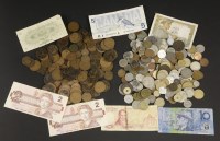 Lot 202 - A collection of foreign/UK coinage and bank notes