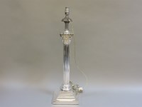 Lot 503 - A Corinthian column silver plated lamp base