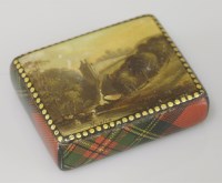 Lot 274 - A Mauchline tartan snuff box