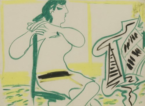Lot 98 - Ceri Richards (1903-1971)
GIRL AT PIANO c.1949
Crayon
21 x 28cm

Provenance:	Cerastico Collection