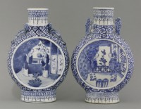 Lot 41 - Two blue and white Moon Flasks
