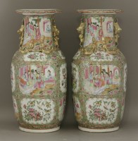 Lot 505 - A pair of Canton vases