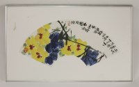 Lot 416 - A fan-shaped painting of flowers