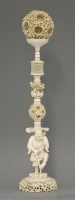 Lot 195 - A large Canton ivory Ball and Stand