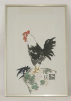 Lot 256 - Fu Hua (b.1928)
CROWING ROOSTER 
Ink and colour on paper