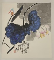 Lot 263 - Fu Hua (b.1928)
KINGFISHER AND FLOWER
Hanging scroll