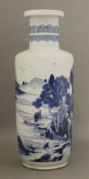 Lot 32 - A blue and white rouleau Vase