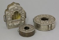 Lot 132 - A Tibetan silver and copper portable Gau Shrine