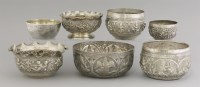 Lot 134 - Seven Burmese silver Bowls