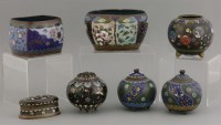 Lot 315 - A pair of cloisonné squat Vases and Covers