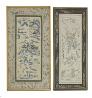 Lot 414 - Two silk embroidered panels