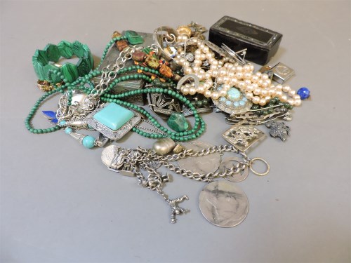 Lot 102 - A sterling silver part Albert chain